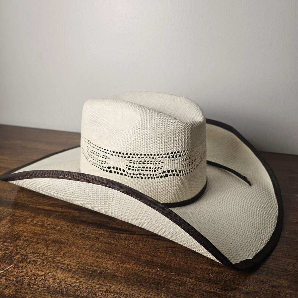 Cavender’s Men’s Cream White Straw Cowboy Hat Western Style One Size